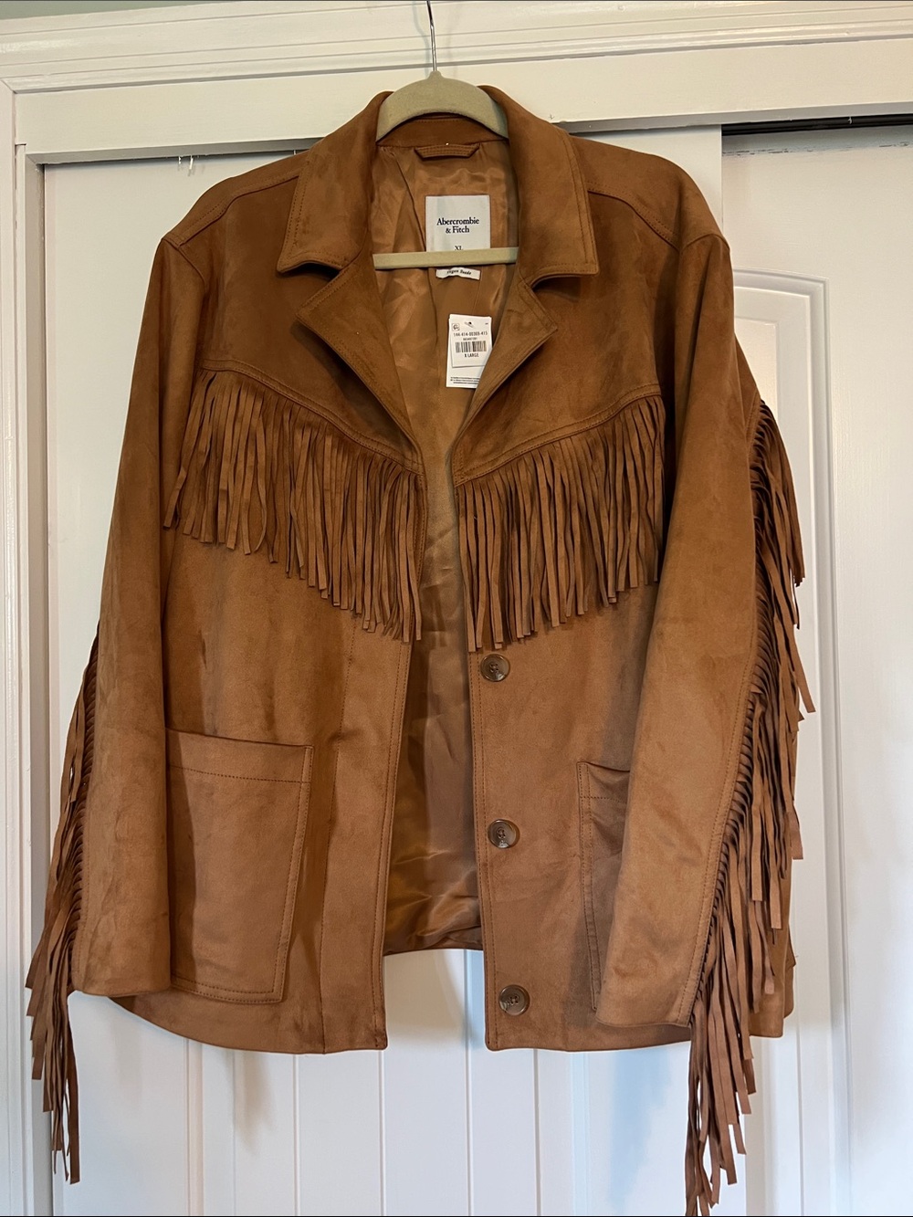Abercrombie & Fitch Brown Suede Fringe Jacket - NWT - size XL